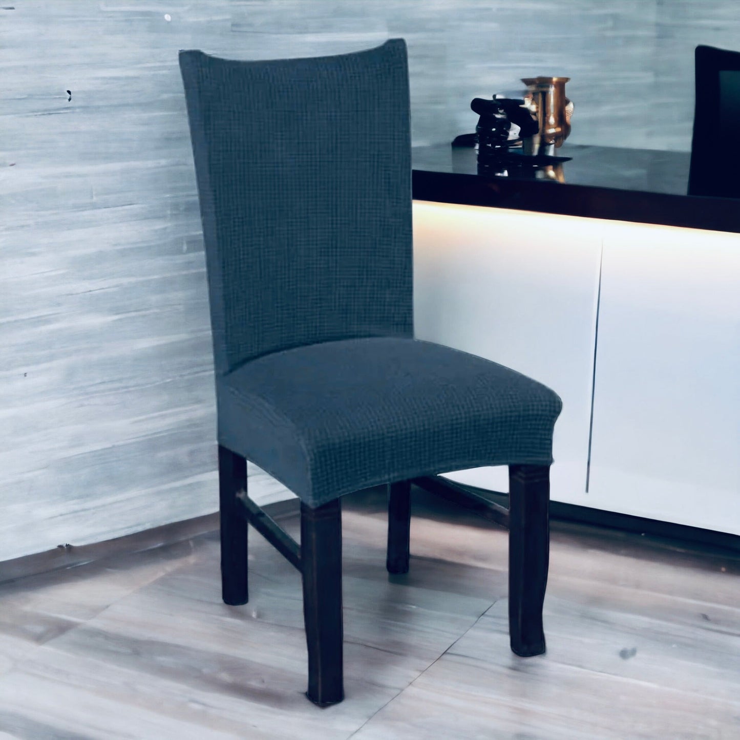Navlake za stolice ELEGANT / SITNI UZORA 209A/ antracit s notom plave