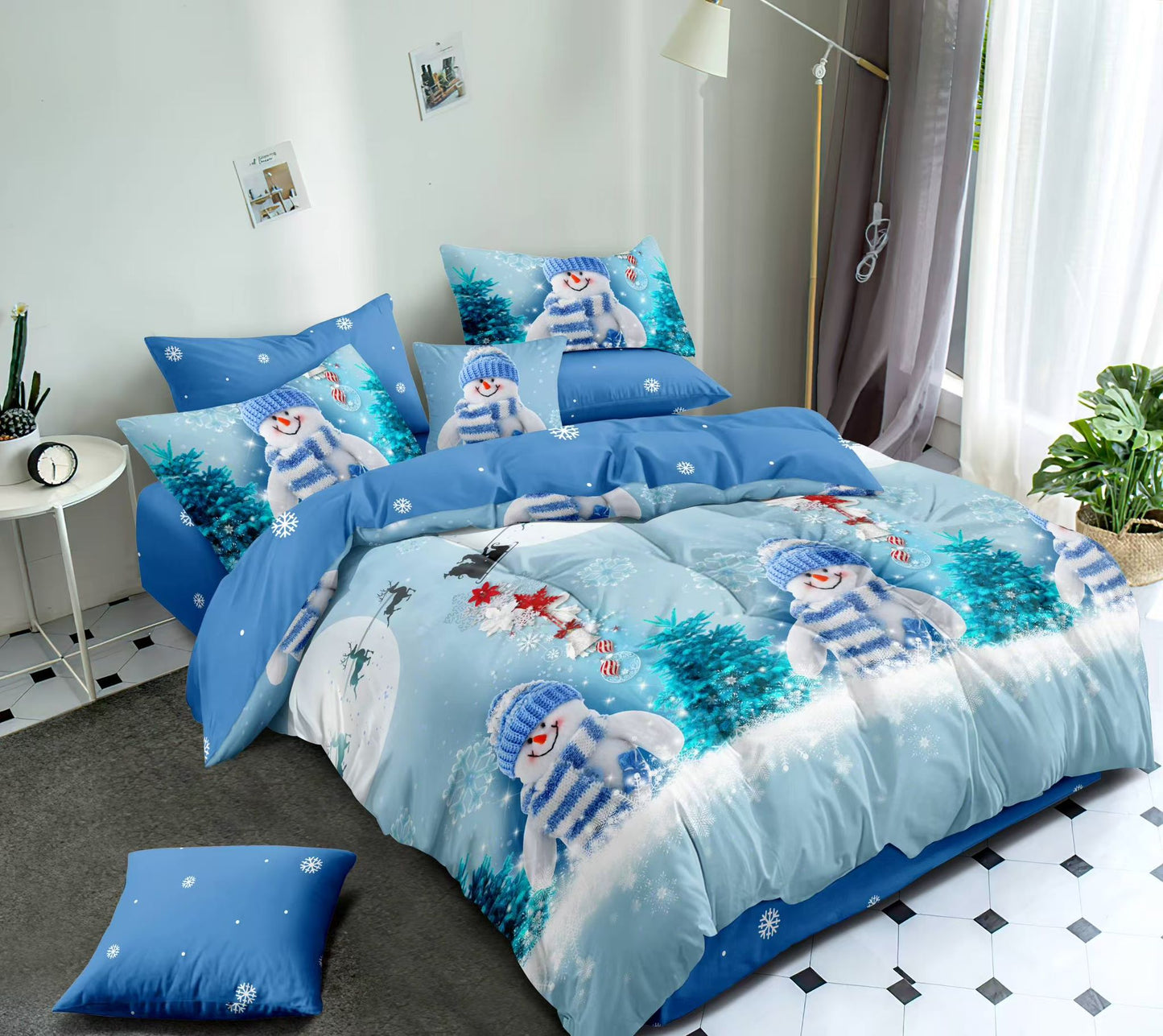 KOMPLET BOŽIĆNA POSTELJINA MINI- komplet sadrži 1kom navlaka za poplun 140x200+1jastučnica 60x80 +1jastučnica 50x50