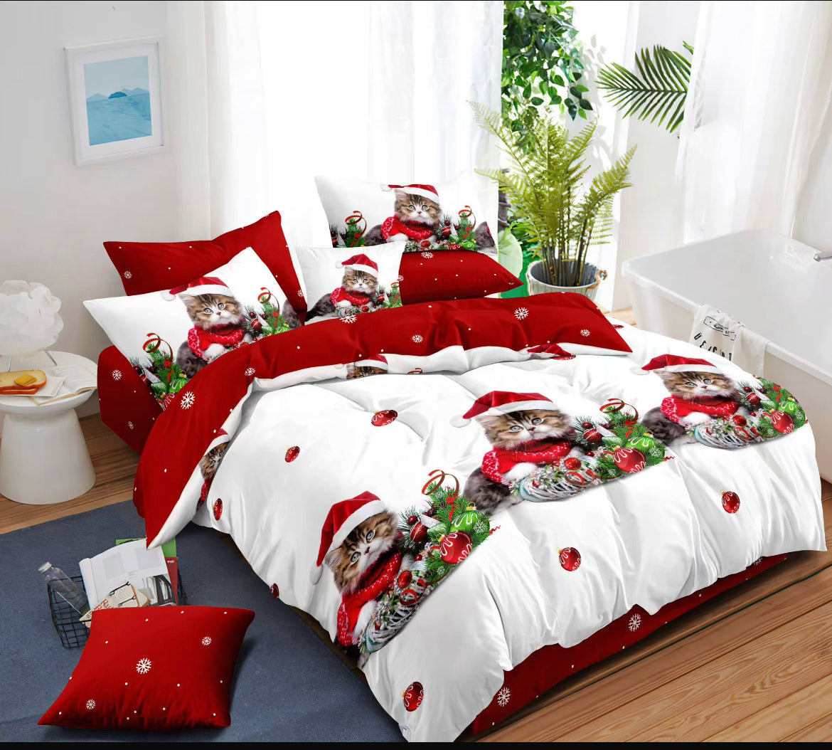 KOMPLET BOŽIĆNA POSTELJINA MINI- komplet sadrži 1kom navlaka za poplun 140x200+1jastučnica 60x80 +1jastučnica 50x50
