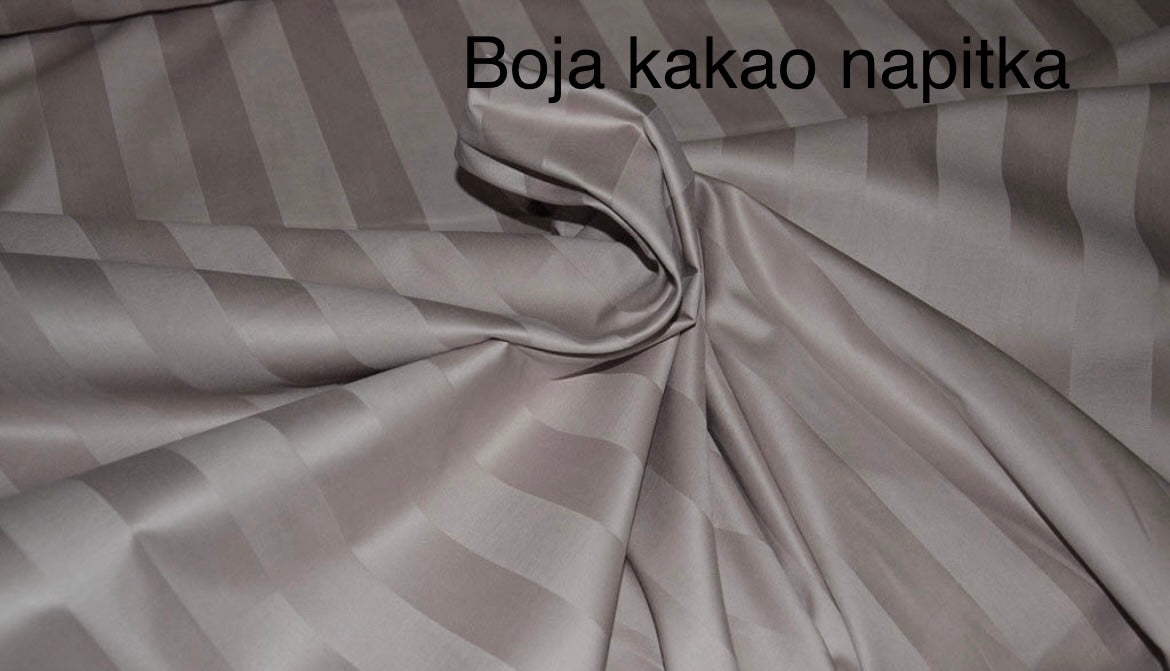 Materijal saten bež/boja kakao napitka 100%pamuk /uzorak prugica širina tkanine 240cm /prugice su 1cm