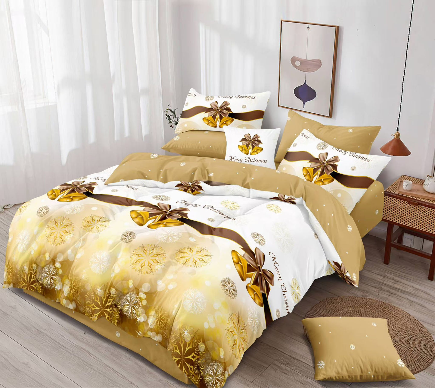 KOMPLET BOŽIĆNA POSTELJINA MINI- komplet sadrži 1kom navlaka za poplun 140x200+1jastučnica 60x80 +1jastučnica 50x50