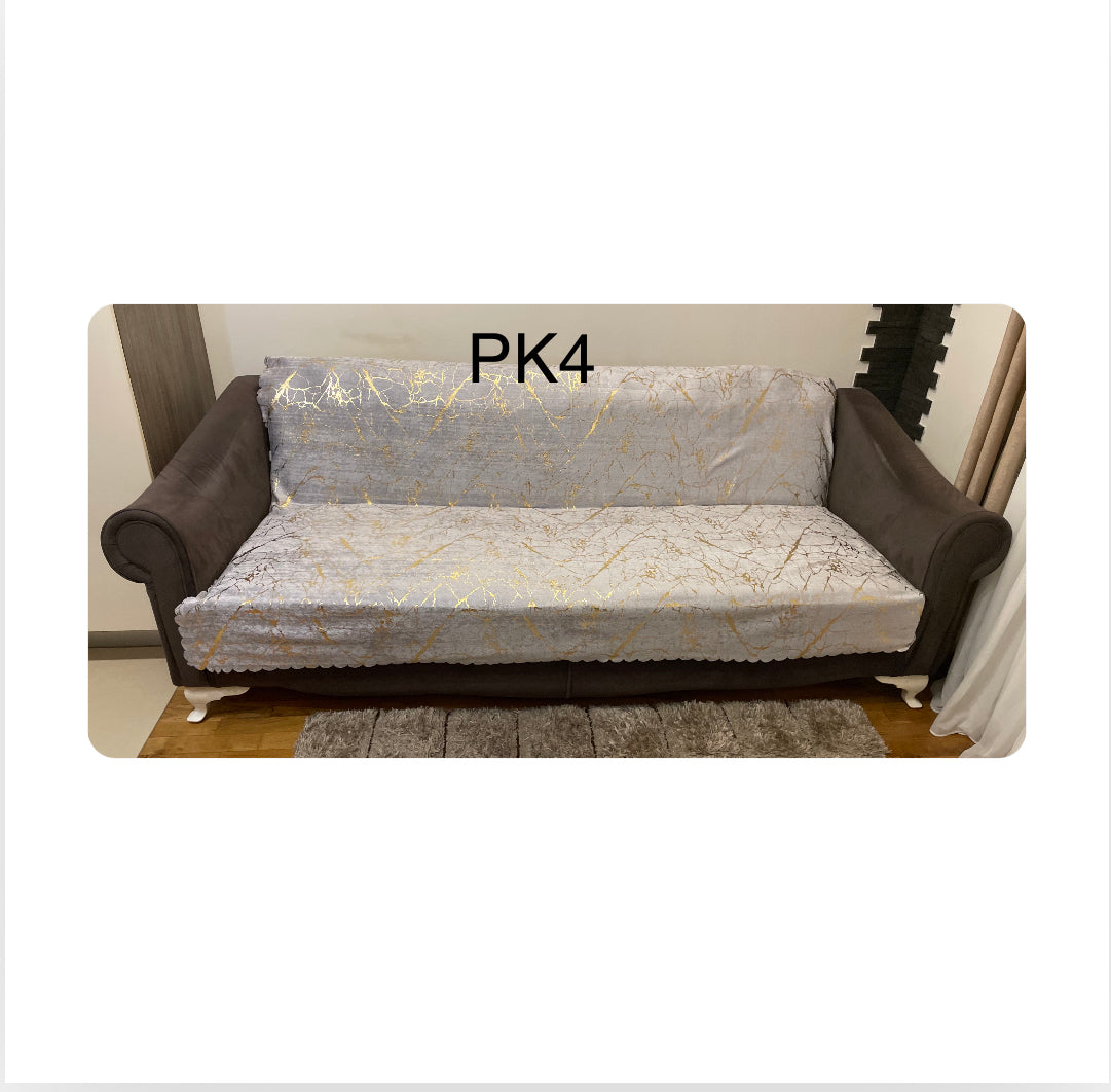 PREKRIVAČ ZA KAUČ160x220 (PK4) svijetlo siva podloga /zlatni uzorak