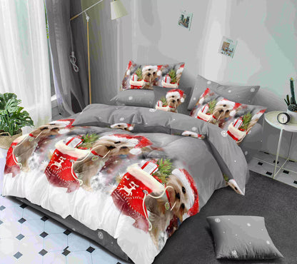 KOMPLET BOŽIĆNA POSTELJINA MINI- komplet sadrži 1kom  navlaka za poplun 140x200+1jastučnica 60x80 +1jastučnica 50x50